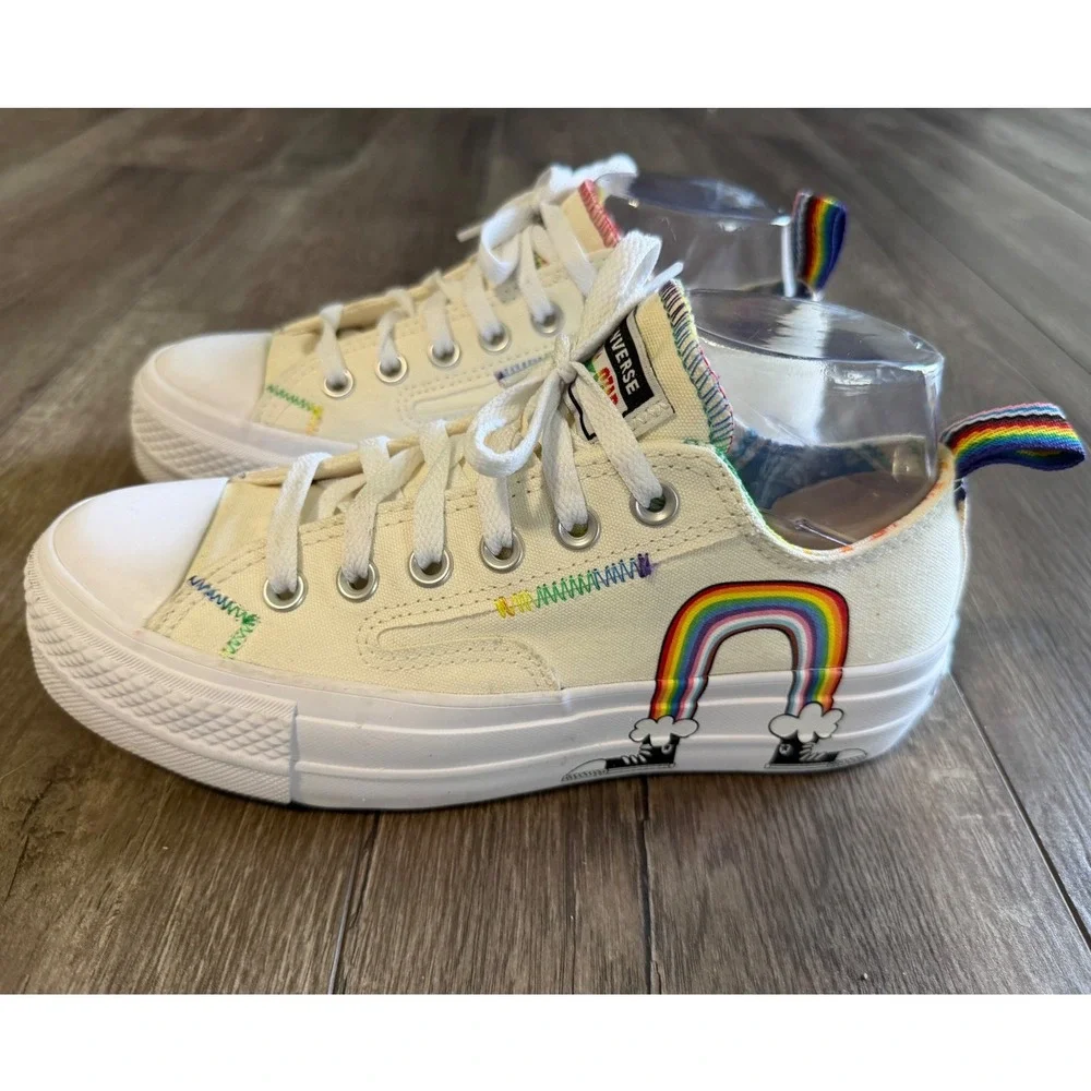 Converse Chuck Taylor All Star Lift Pride Rainbow White Platform Womens 7.5 - Picture 1 of 10